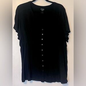 Torrid, black, button down, short sleeve blouse.
